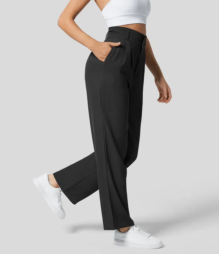 High-waisted effen pantalon