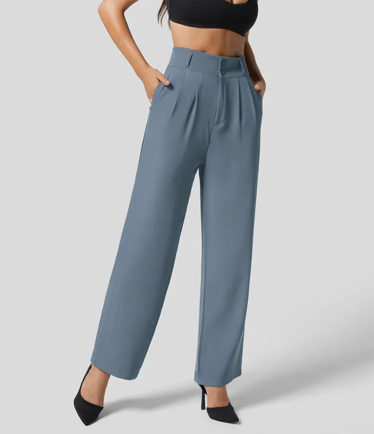 High-waisted effen pantalon