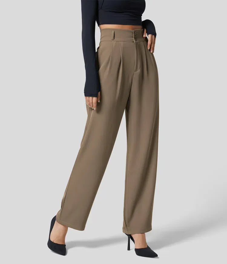 High-waisted effen pantalon