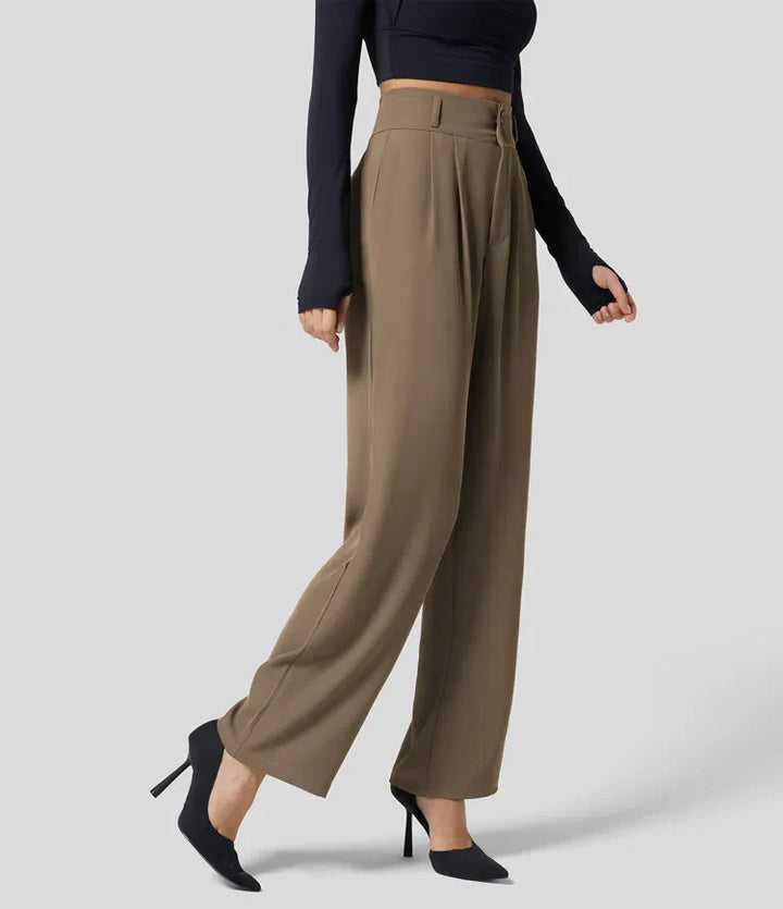 High-waisted effen pantalon