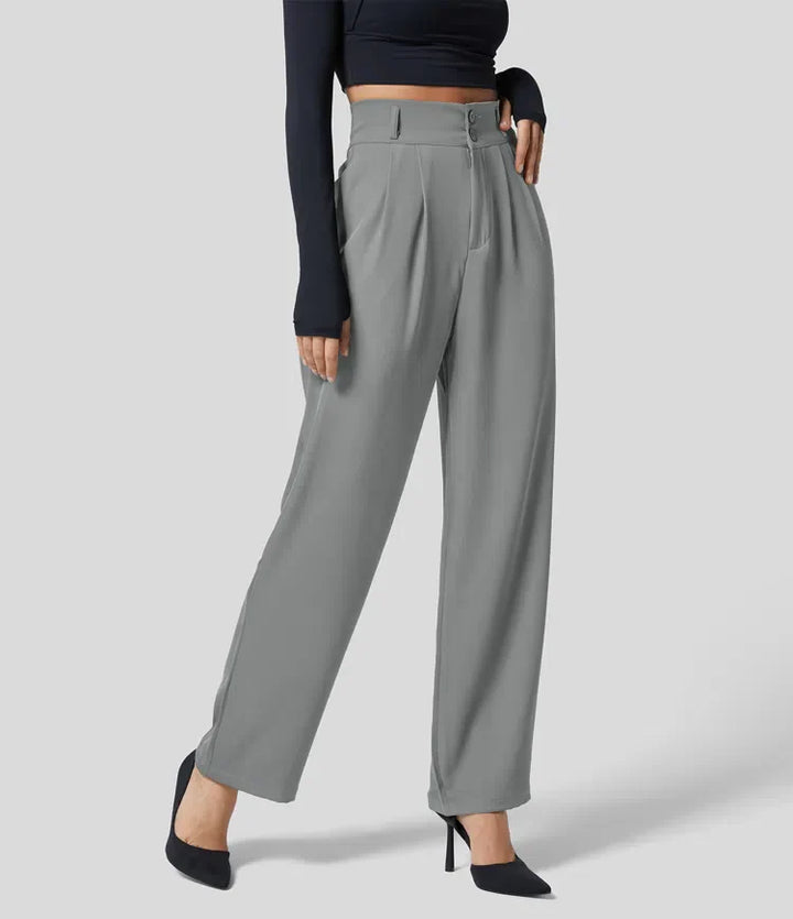 High-waisted effen pantalon