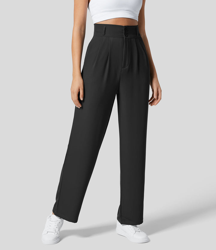 High-waisted effen pantalon