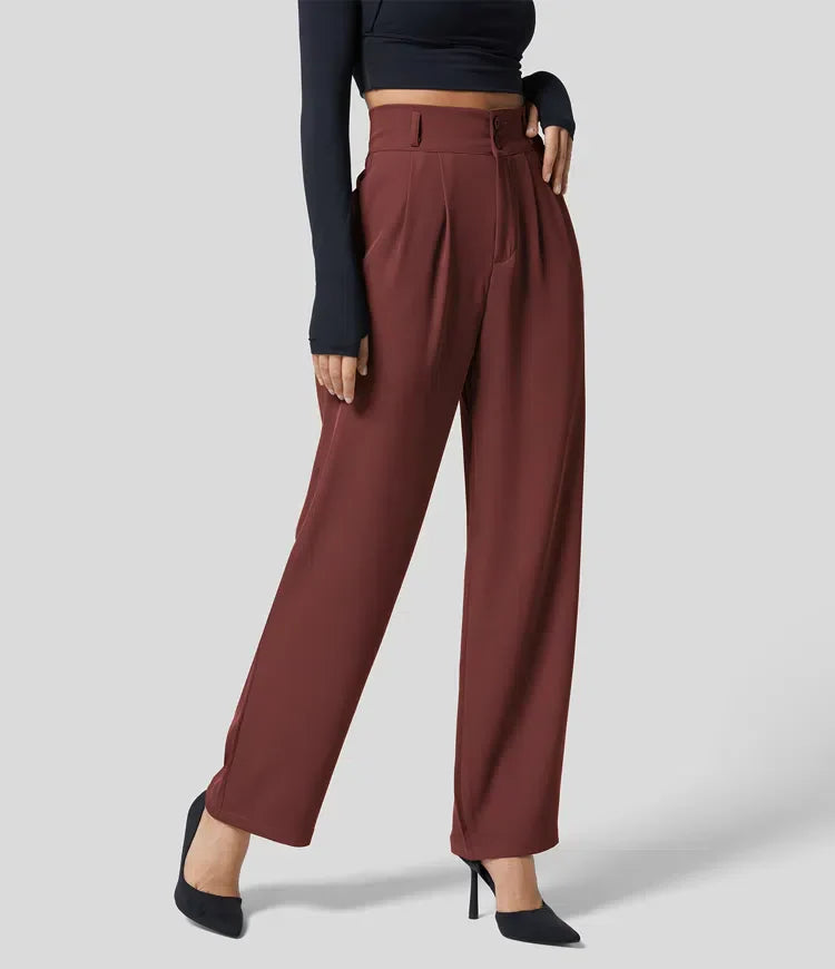 High-waisted effen pantalon