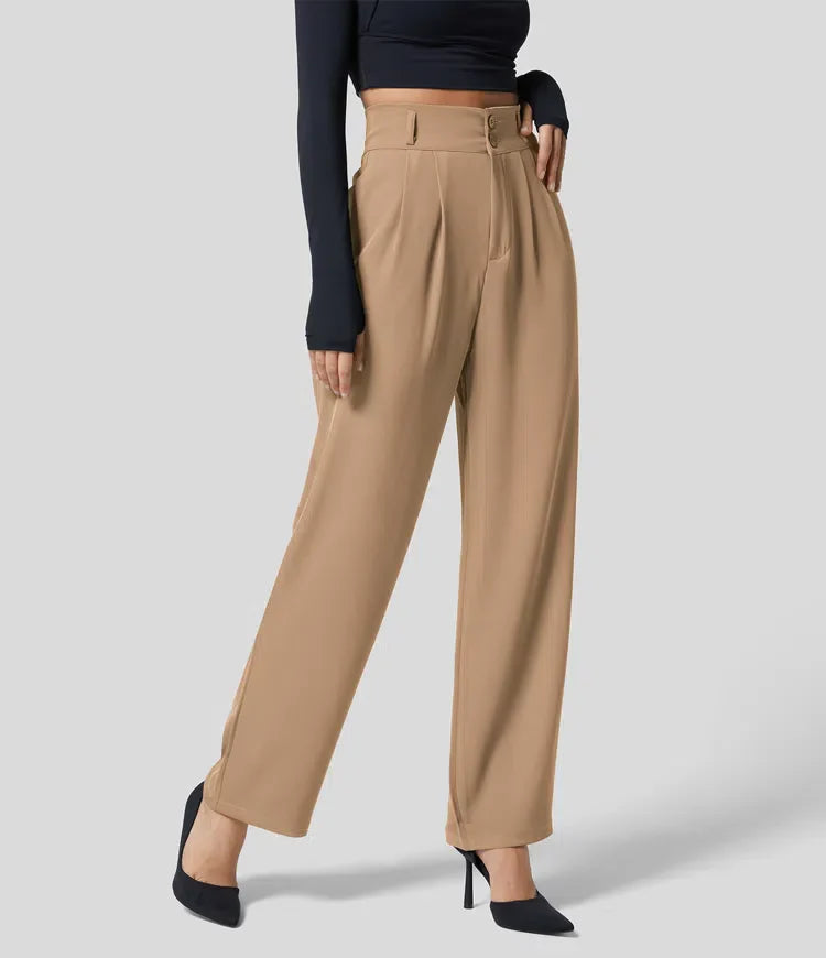 High-waisted effen pantalon