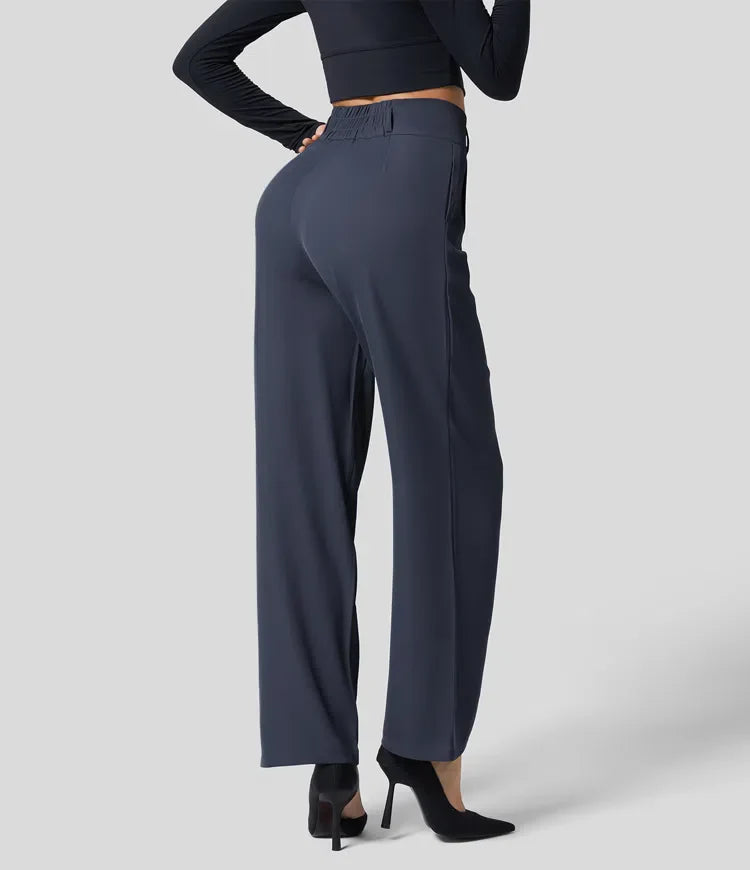 High-waisted effen pantalon