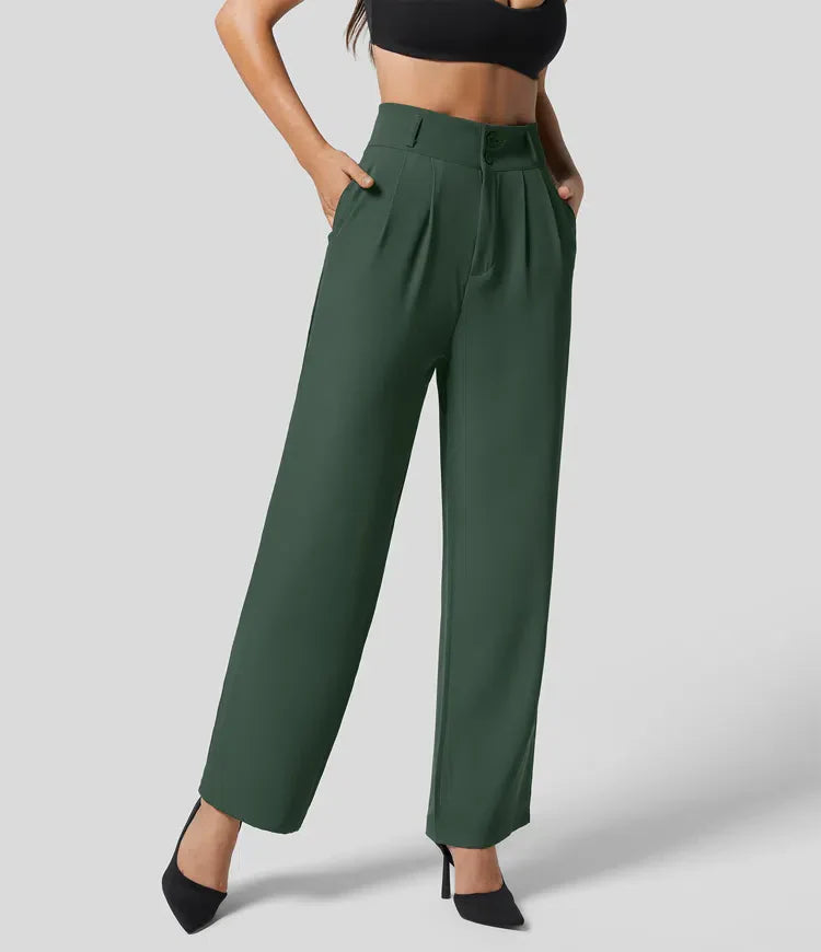 High-waisted effen pantalon