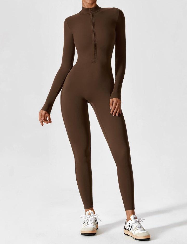 Long Sleeve/ Short Sleeve Zipper Jumpsuit